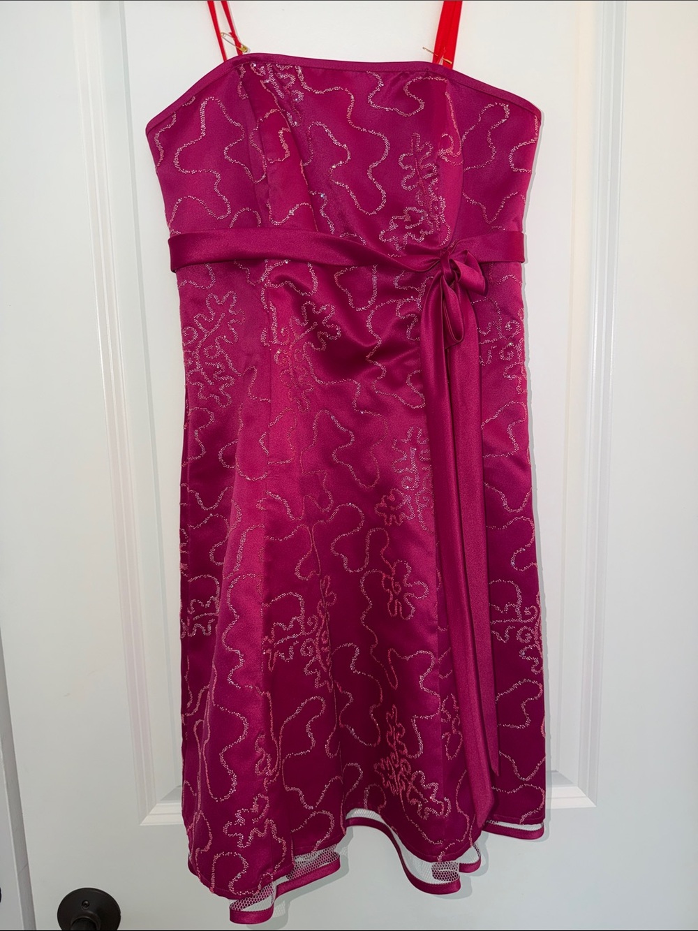 Morgan & Co. Fuchsia Strapless Party Dress with Sash